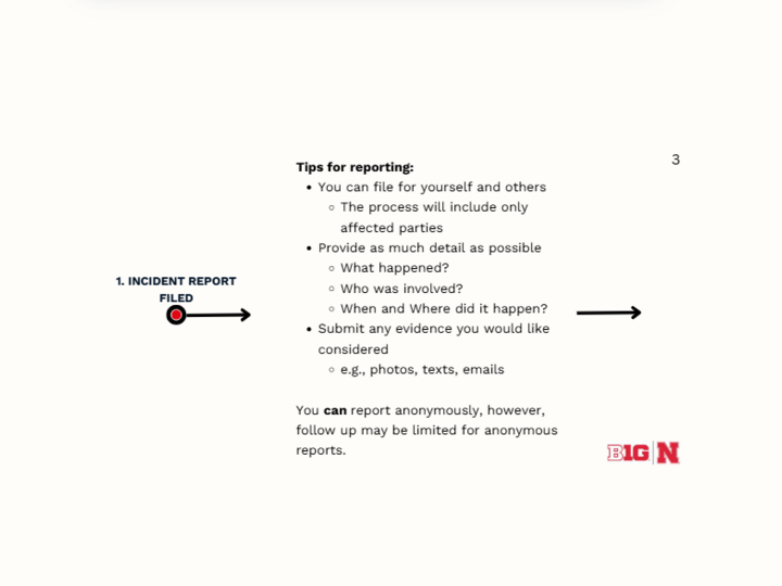 Step 1. Report is submitted, Tips for reporting